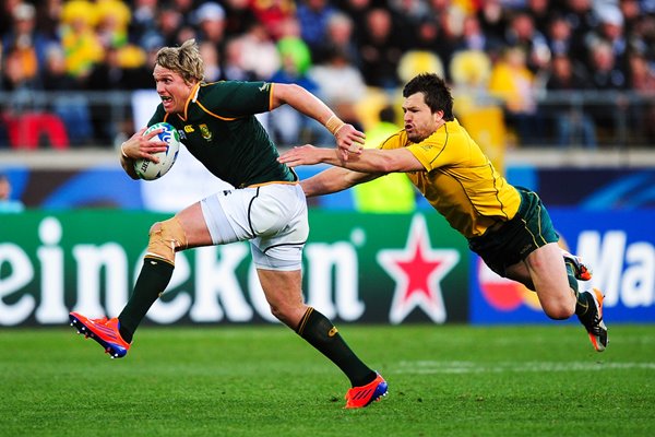 Adam Ashley-Cooper tackles Jean de Villiers World Cup 2011