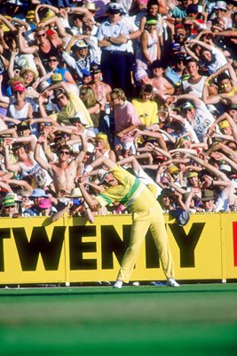 Merv Hughes warms up the MCG crowd