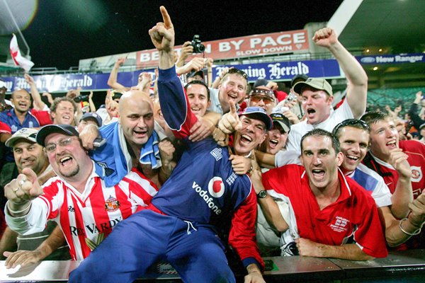 Paul Nixon celebrates with fans