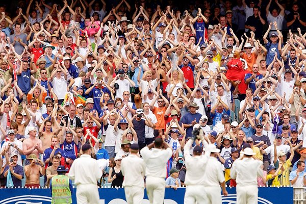The Barmy Army salute the England team
