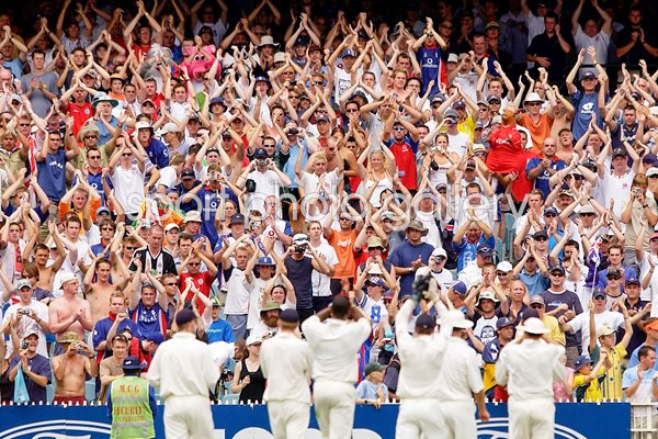The Barmy Army salute the England team