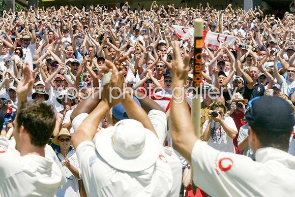 Barmy Army celebrate win