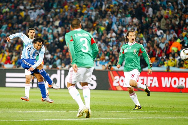 Carlos Tevez scores Argentina's 3rd v Mexico