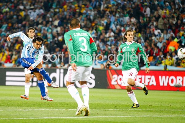 Carlos Tevez scores Argentina's 3rd v Mexico