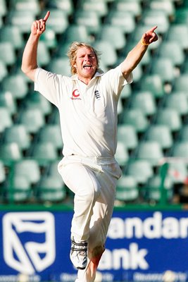 Matthew Hoggard celebrates