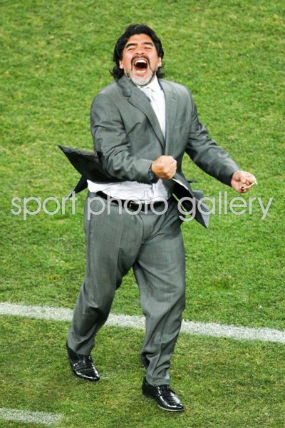 Maradona celebrates Tevez's goal - 2010 World Cup