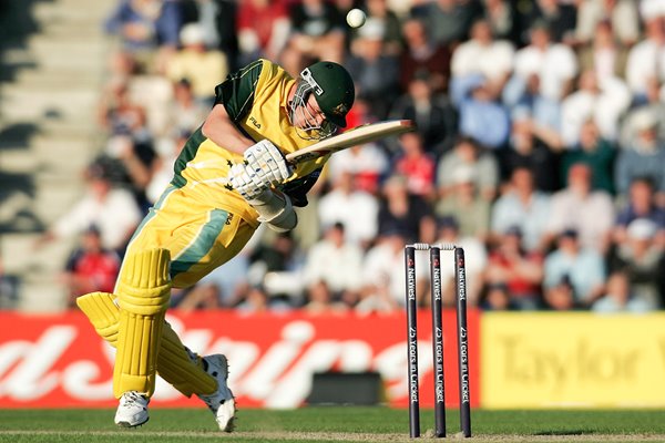 Brett Lee takes a blow 