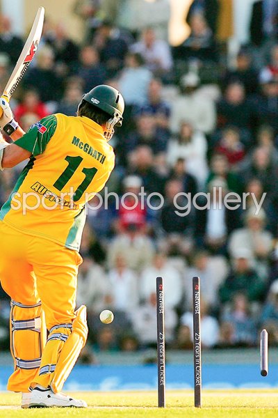 Glenn McGrath is bowled