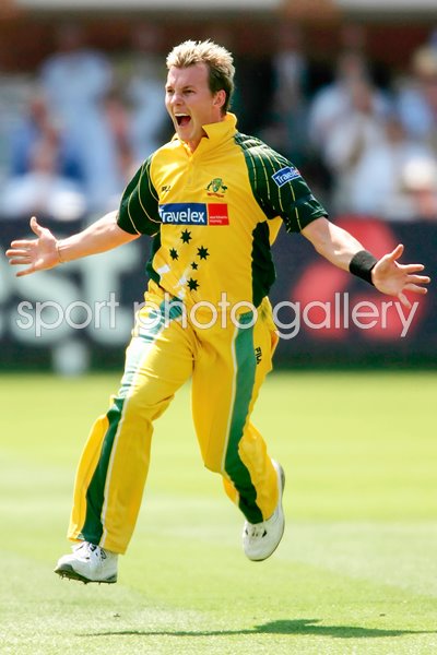 Brett Lee celebrates