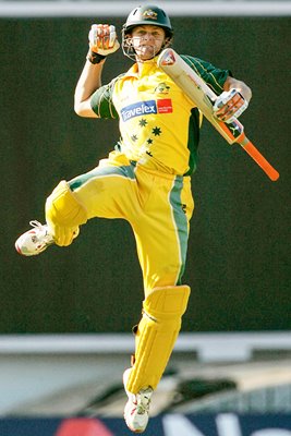 Adam Gilchrist celebrates 