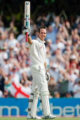 Michael Vaughan celebrates his century