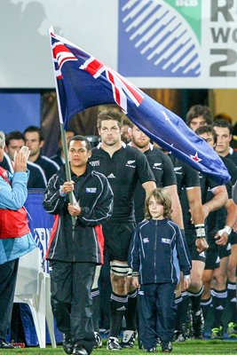 Richie McCaw leads out New Zealand