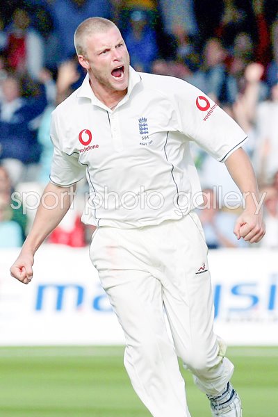 Andrew Flintoff celebrates