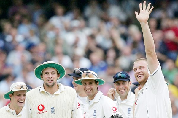 Andrew Flintoff celebrates 