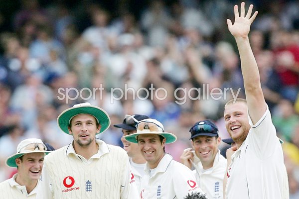 Andrew Flintoff celebrates 