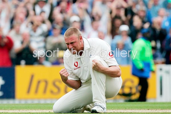 Andrew Flintoff celebrates 