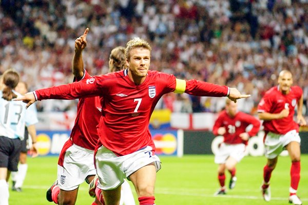 David Beckham of England celebrates