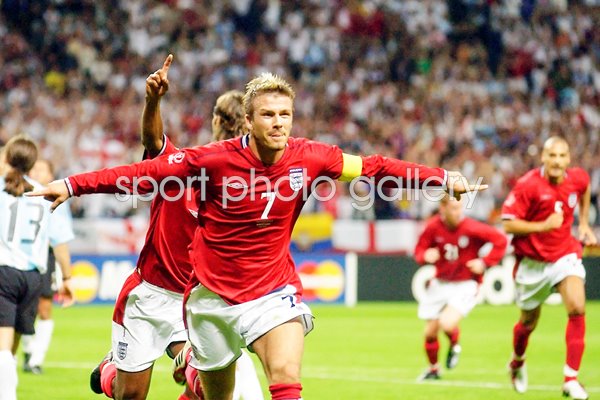 David Beckham of England celebrates