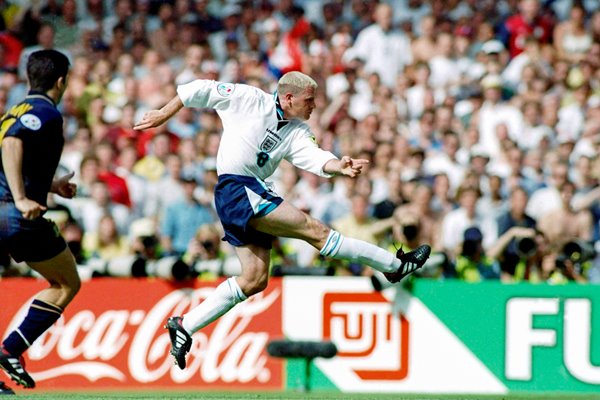 Paul Gascoigne scores v Scotland