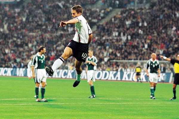 Michael Owen celebrates v Germany