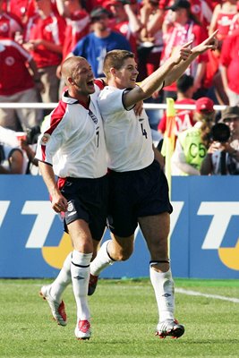Steven Gerrard celebrates Euro 2004
