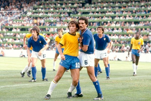 Zico of Brazil and Claudio Gentile of Italy