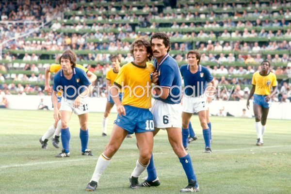 Zico of Brazil and Claudio Gentile of Italy