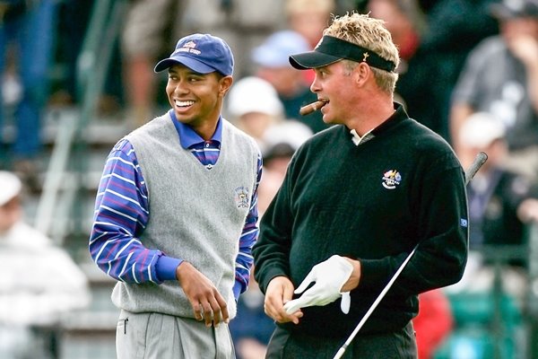 Tiger Woods and Darren Clarke