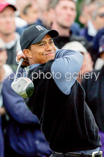 Tiger Woods tees off