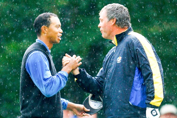 Tiger Woods and Darren Clarke