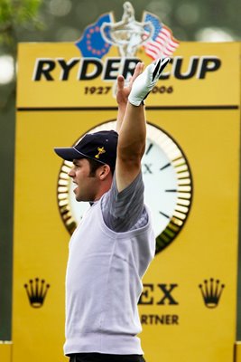 Paul Casey celebrates hole in one