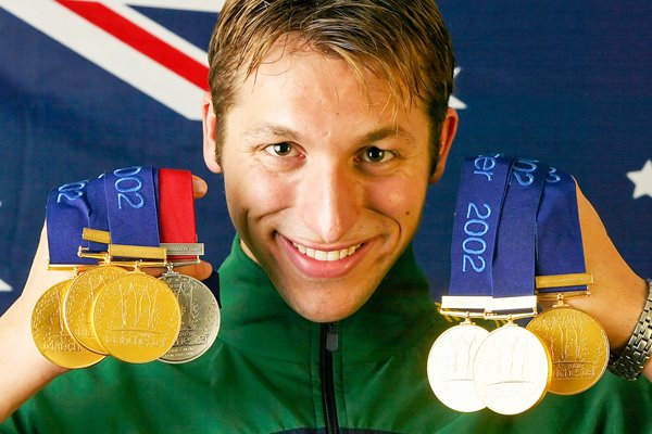 Ian Thorpe poses with his six golds