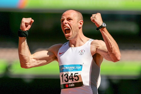 Dean Macey of England celebrates 