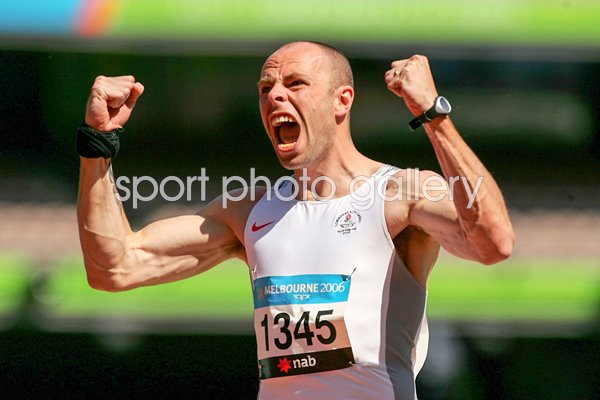 Dean Macey of England celebrates