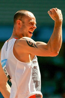 Dean Macey of England celebrates