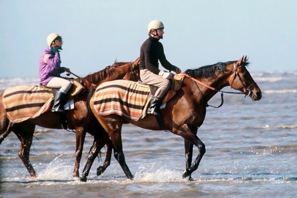 Red Rum exercises on Southport Sands