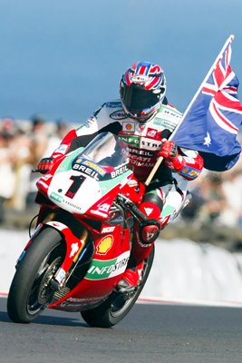 Troy Bayliss celebrates