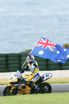 Troy Corser celebrates