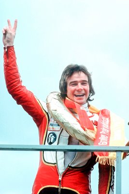 Barry Sheene celebrates