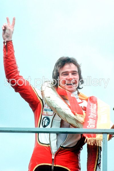 Barry Sheene celebrates