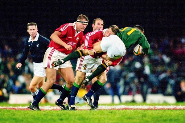 Scott Gibbs British Lions tackles Andre Snyman South Africa 1997