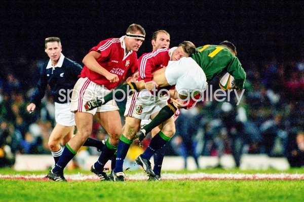 Scott Gibbs British Lions tackles Andre Snyman South Africa 1997