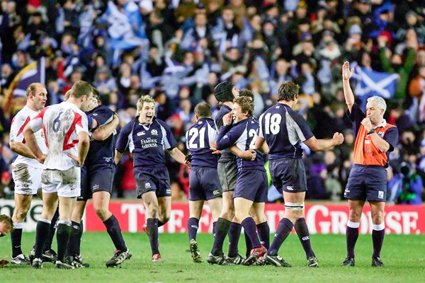 Scottish players celebrate victory