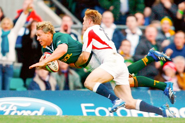 Josh Lewsey makes a try saving tackle 