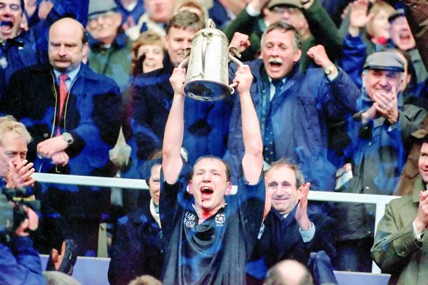 Captain Andy Nicol lifts the Calcutta Cup