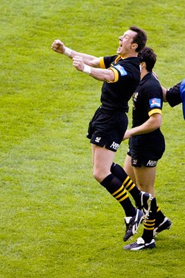 Rob Howley of Wasps celebrates 