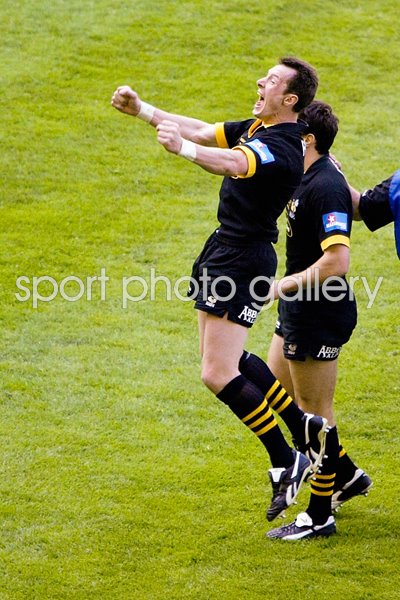 Rob Howley of Wasps celebrates