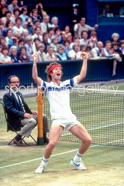 John McEnroe celebrates Wimbledon win 1981