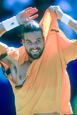 Patrick Rafter ripped shirt celebration