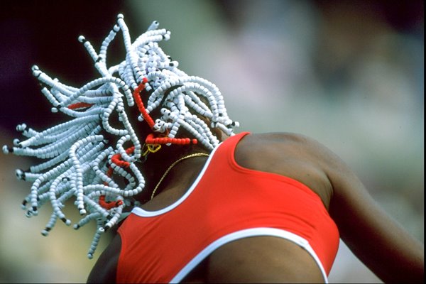 Venus Williams serves US Open 1998